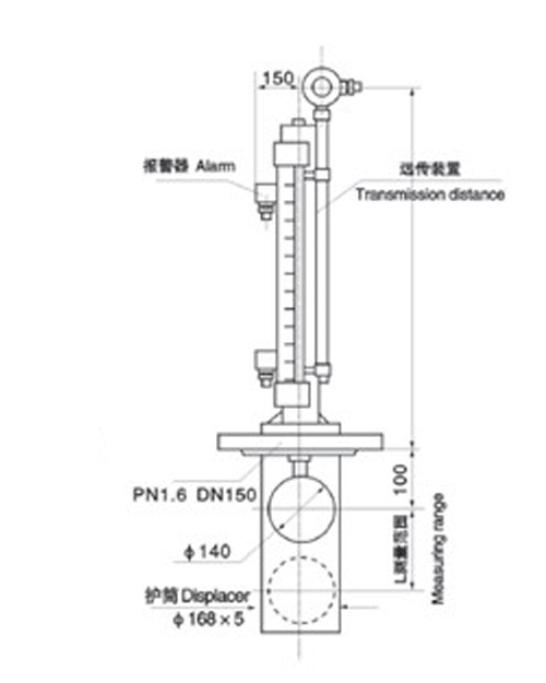 UQZ-55Z系列頂裝式（底裝式）磁翻柱液位計(jì)畫(huà)線圖